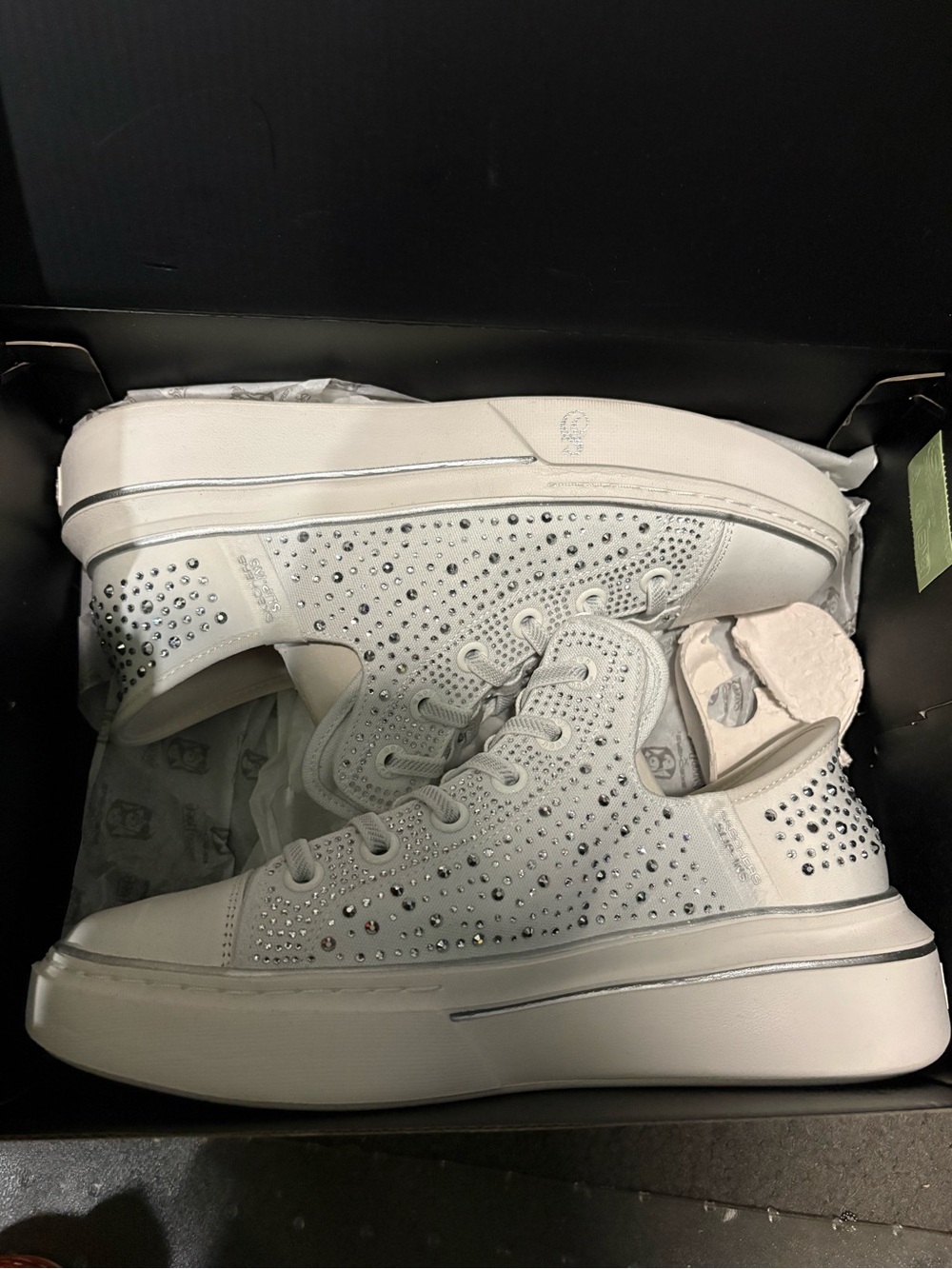 Skechers Snoop Dog Limited Edition Women’s White Crystal Embellished Sneakers